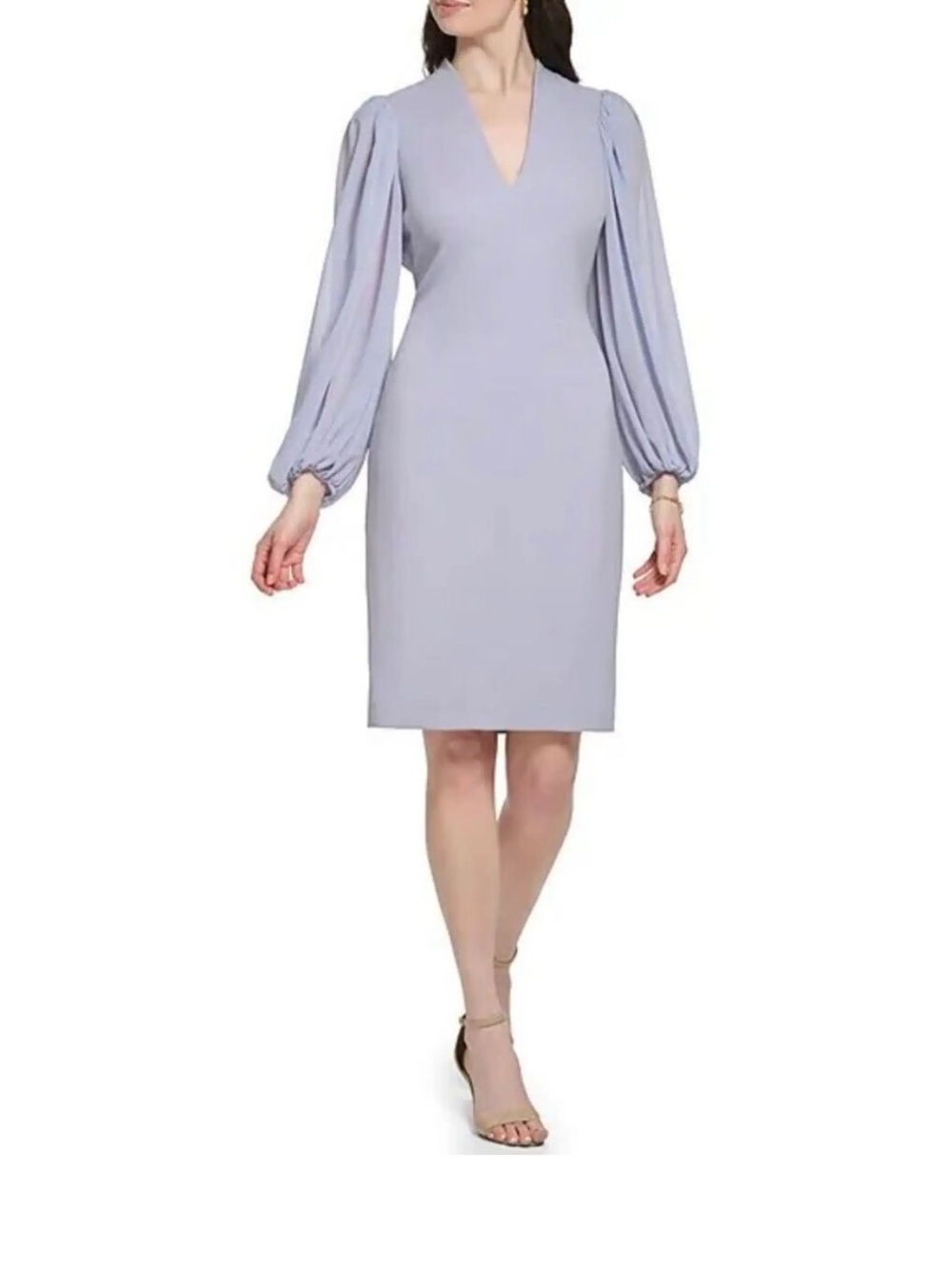Vince Camuto Long Sleeve Sheath Dress (Pleated Sleeve / Balloon Sleeve)